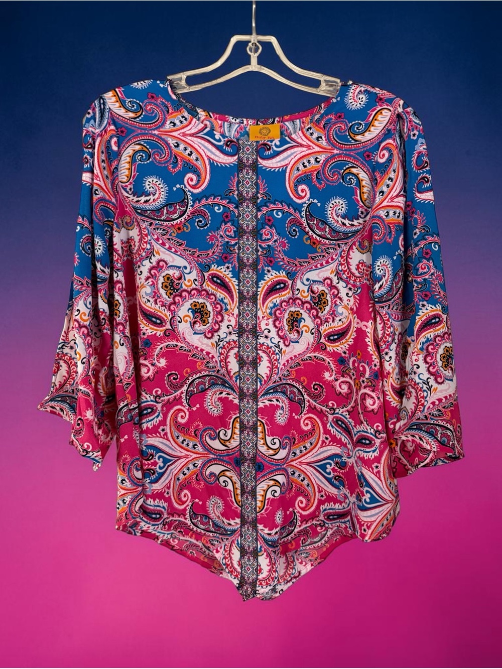 Ruby Rd. Pink & Blue Paisley Tunic Blouse